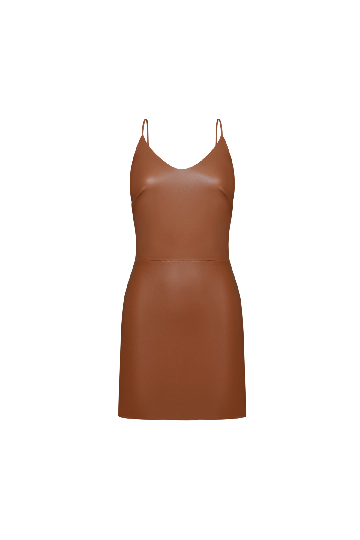 Red faux leather dress